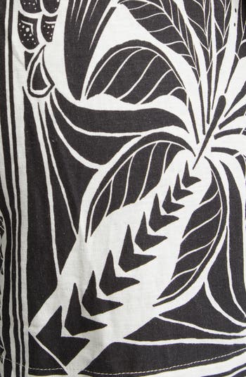 Monochrome Elegance Scarf Print Belted Linen Blend Romper