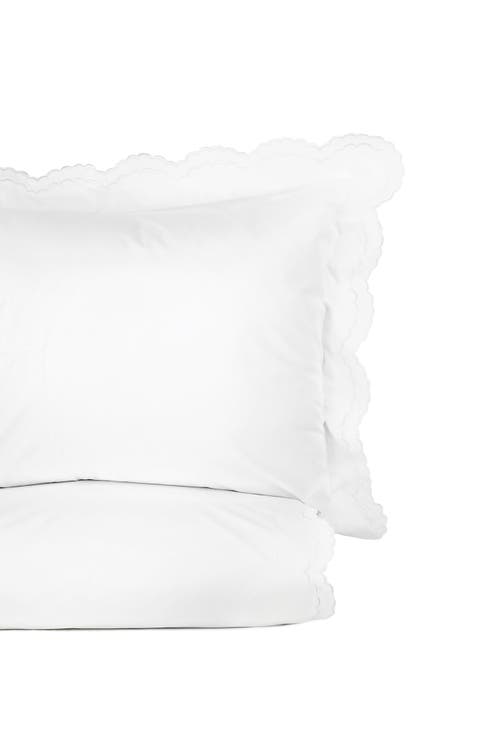 Embroidered Scallop Trim Cotton Percale Duvet Set