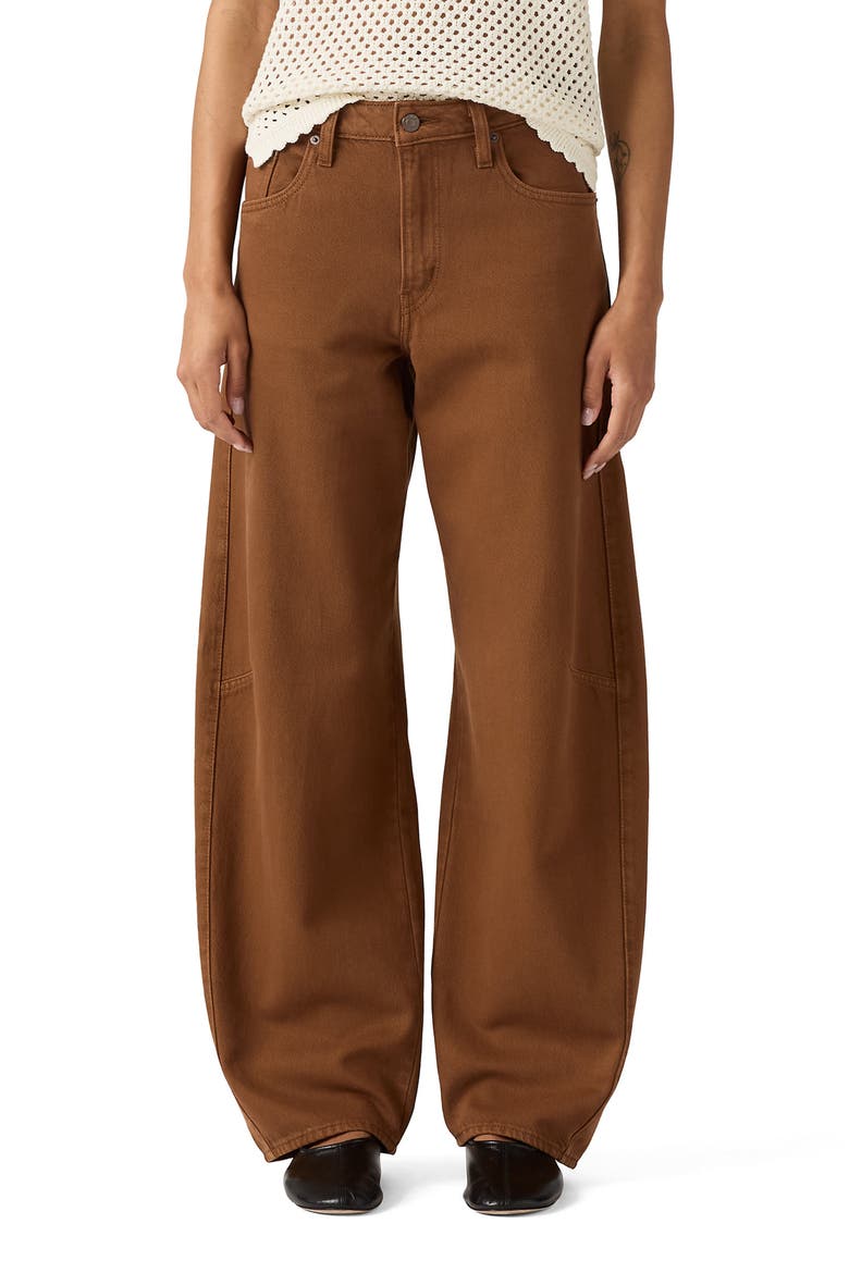 Baggy Dad Barrel Leg Jeans, Main, color, WASHED BISON GD