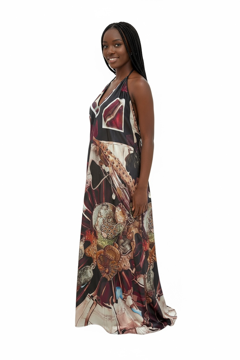 Machina Afrofuturism Halter Dress, Alternate, color, Multicolor