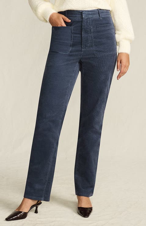 Corduroy High Rise Rail Straight Leg Pants