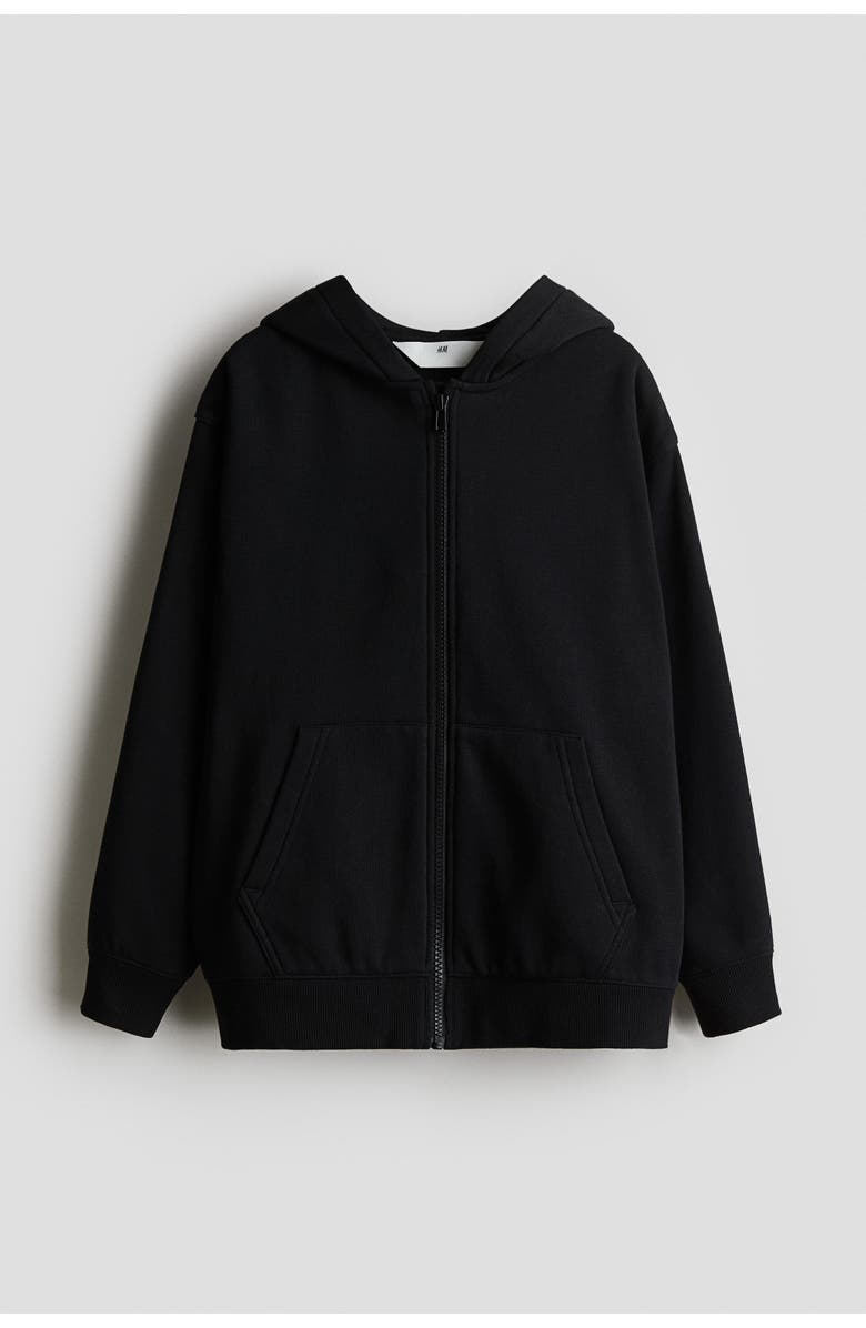 H&M Zip-through Hoodie, Main, color, Black