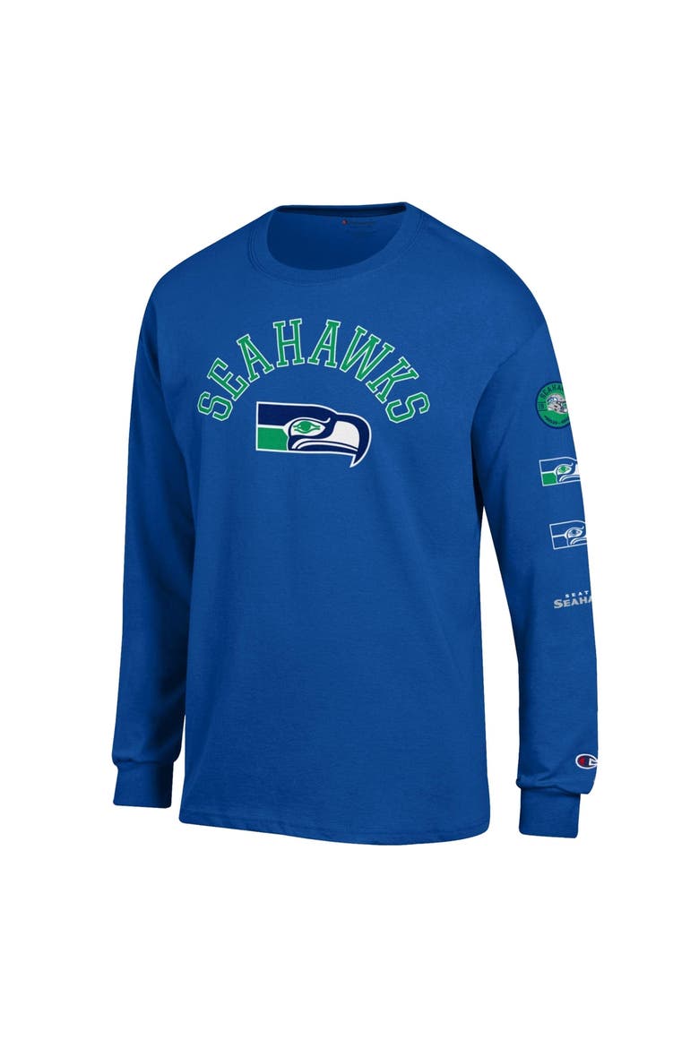 Men's Champion  Royal Seattle Seahawks Long Sleeve Vintage Jersey T-Shirt, Alternate, color, Royal