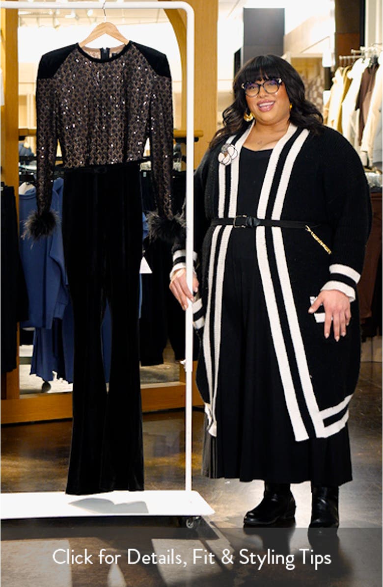 Monique Mixed Media Long Sleeve Jumpsuit, sales video thumbnail