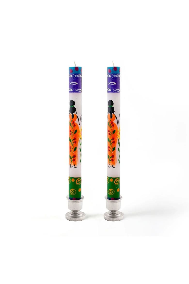 African Ladies Painted Candles - Set of 2, Main, color, African Ladies - 9"