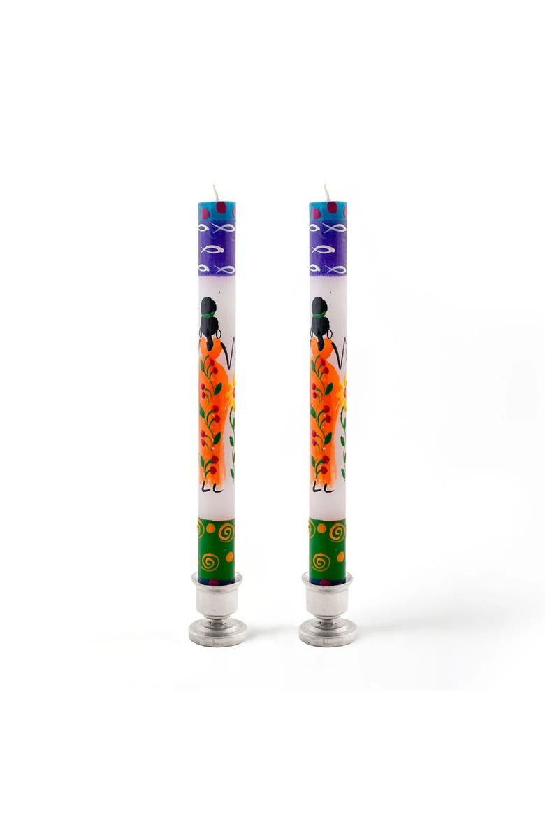 Thumbprint Artifacts African Ladies Painted Candles - Set of 2, Main, color, African Ladies - 9"