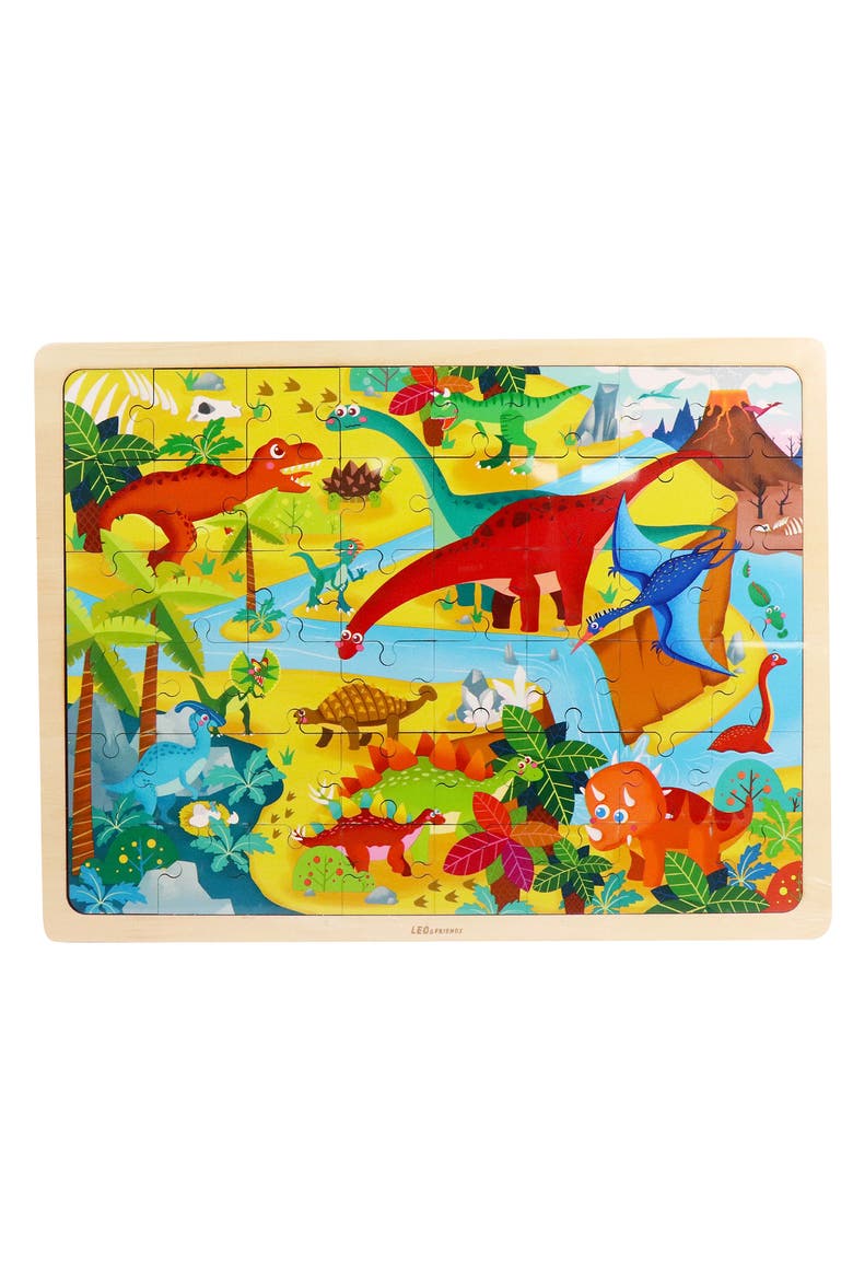 Dinosaur World Kid's Puzzle, 48-Pieces for 3-Years-Old+, Main, color, Blue