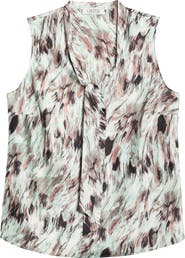 KASPER Print TIe Neck Sleeveless Satin Top