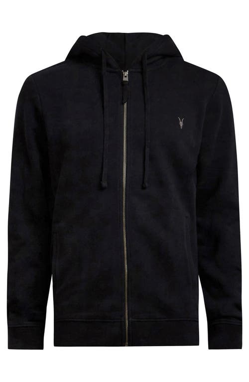 Allsaints Mens Black Raven Slim-fit Cotton-fleece Hoody