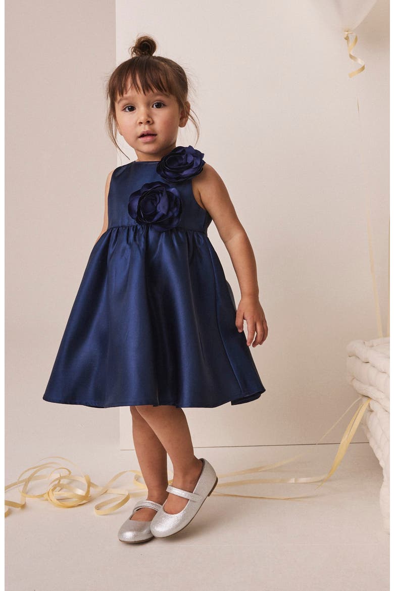 Kids' Floral Satin Party Dress, Alternate, color, BLUE