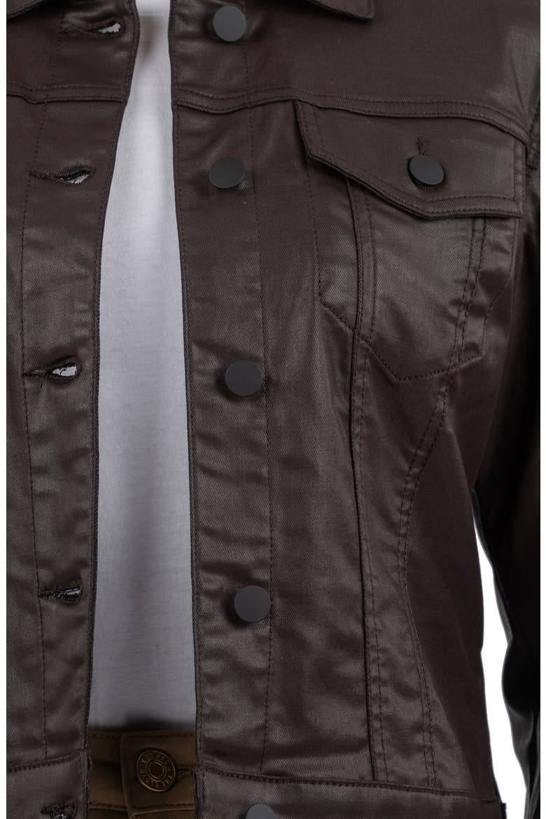 Julia Coated Crop Denim Trucker Jacket, Alternate, color, CHOCOLATE JM