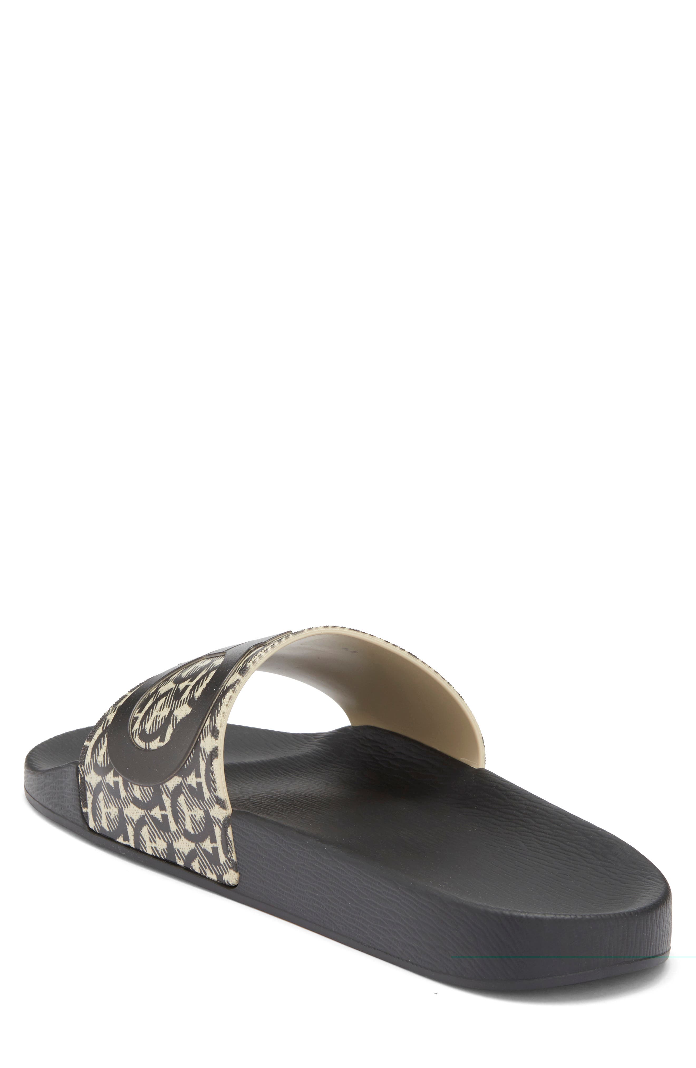Tomaio Slide Sandal, Alternate, color, BEIGE NERO GANCIO NERO ARGENTO