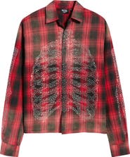 Rolling Loud Bones Studded Flannel Button-Up Shirt