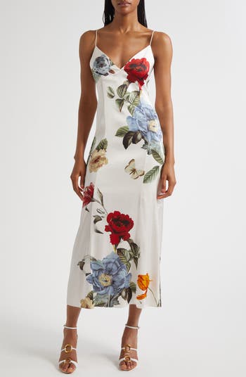 Alice + Olivia Julietta Floral Satin Slipdress | Nordstrom