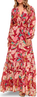 FLYING TOMATO Floral Long Sleeve Maxi Dress