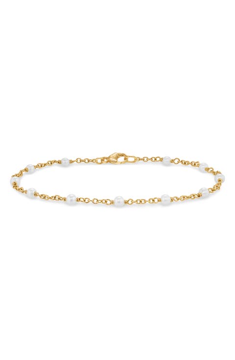Pearl Classics Freshwater Pearl Station Bracelet in 18K Yellow Gold, 3.5mm