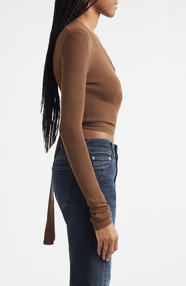 Haikure Carla Tie Hem Sweater, Alternate, color, Cacao