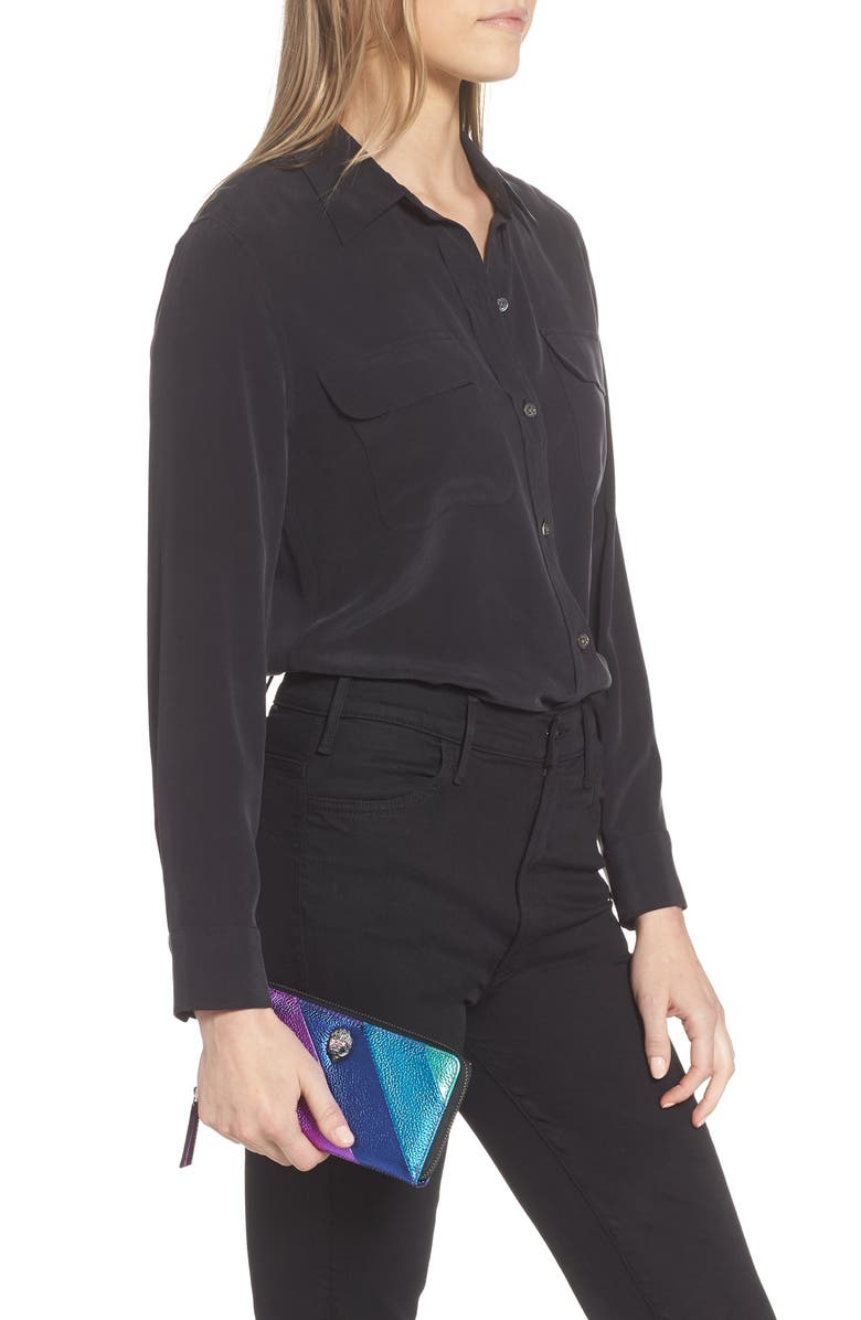 Kurt Geiger London Rainbow Shop Eagle Stripe Leather Zip Around Wallet, Alternate, color, Open Miscellaneous