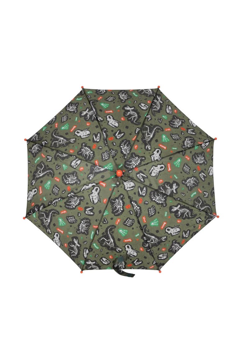 Childrens/Kids Dinosaur Skeleton Folding Umbrella, Alternate, color, Dark Green