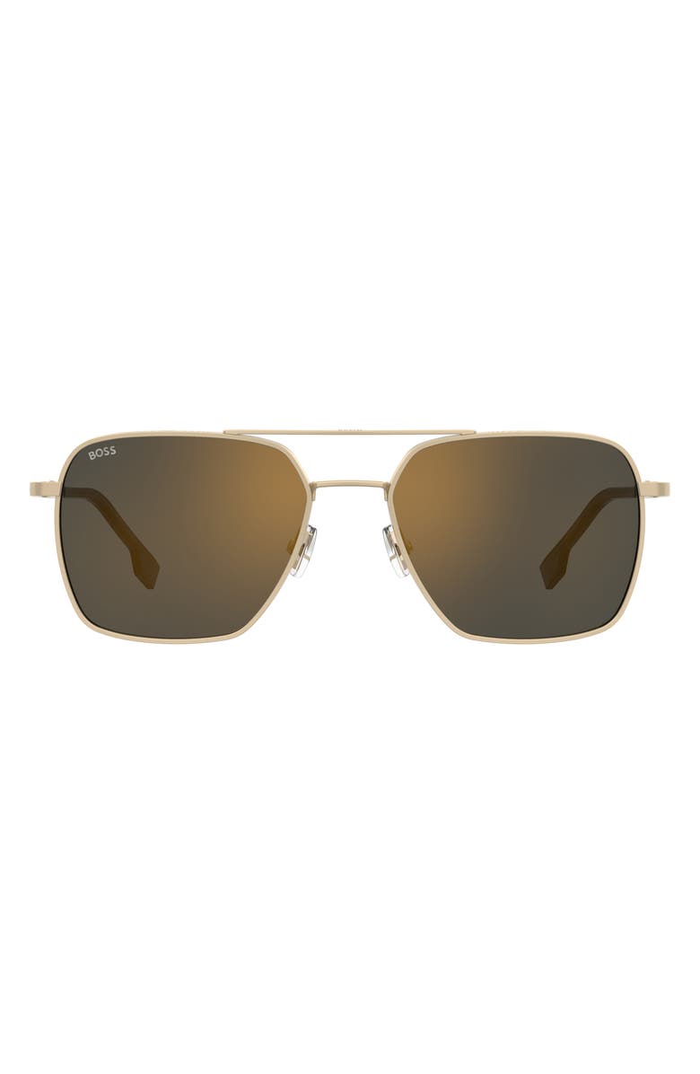BOSS 57mm Aviator Sunglasses, Main, color, Matte Gold