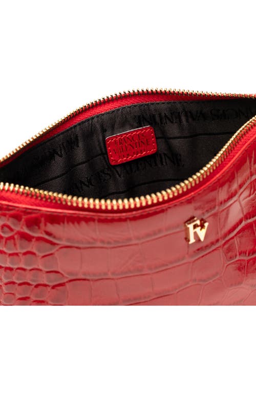 Frances Valentine Croc Embossed Leather Wristlet In Red