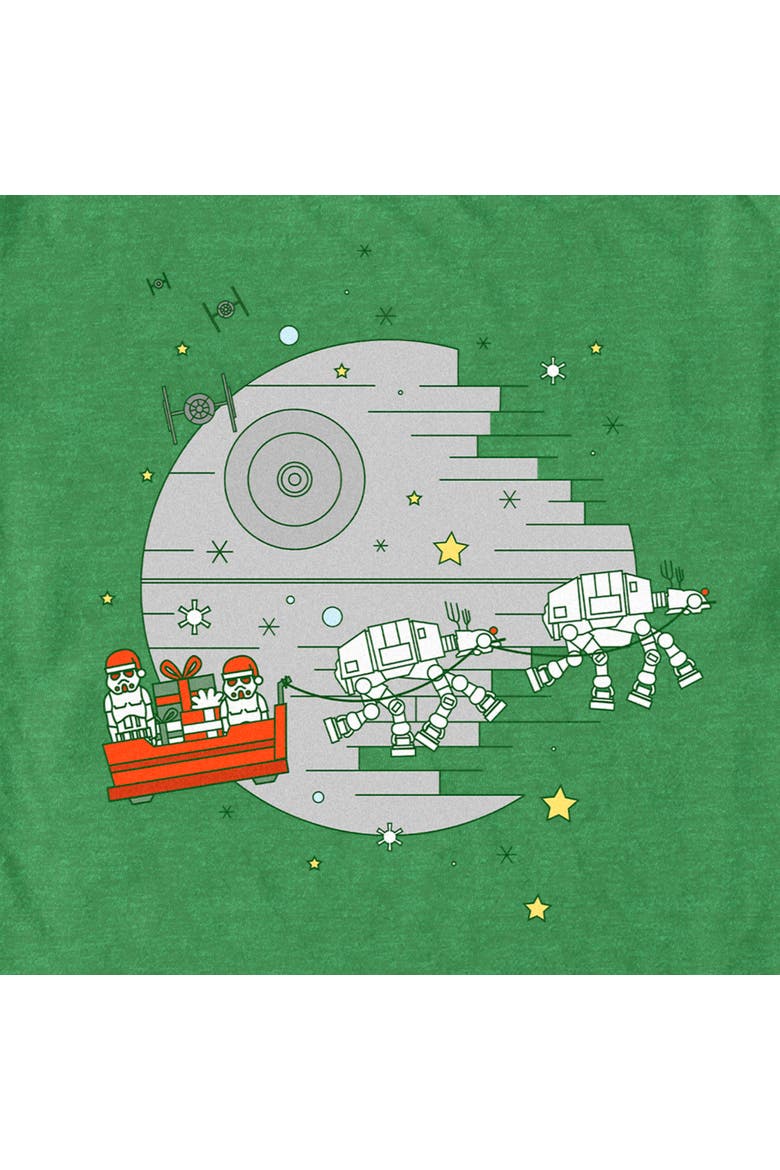 Men's Star Wars Christmas Death Star Scene  Graphic T-Shirt, Alternate, color, Kelly Heather