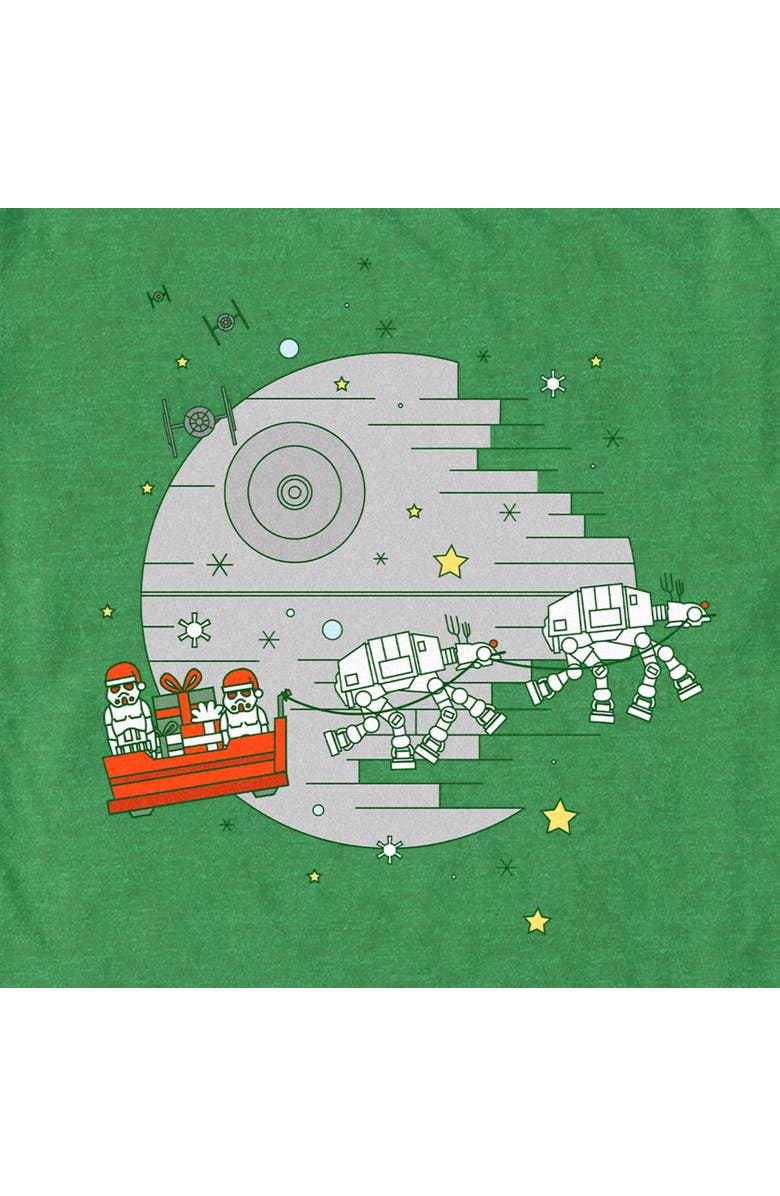 Star Wars Men's Star Wars Christmas Death Star Scene Graphic T-Shirt, Alternate, color, Kelly Heather