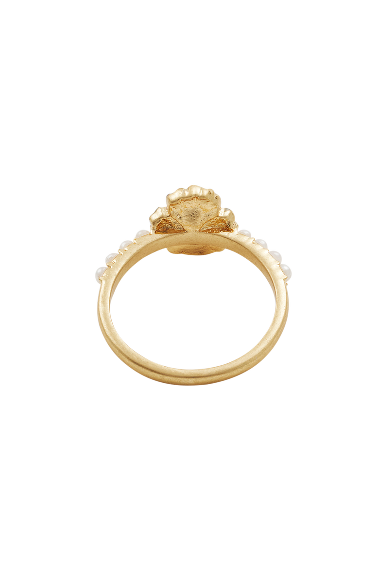 Pansy & Pearl Ring, Alternate, color, Gold