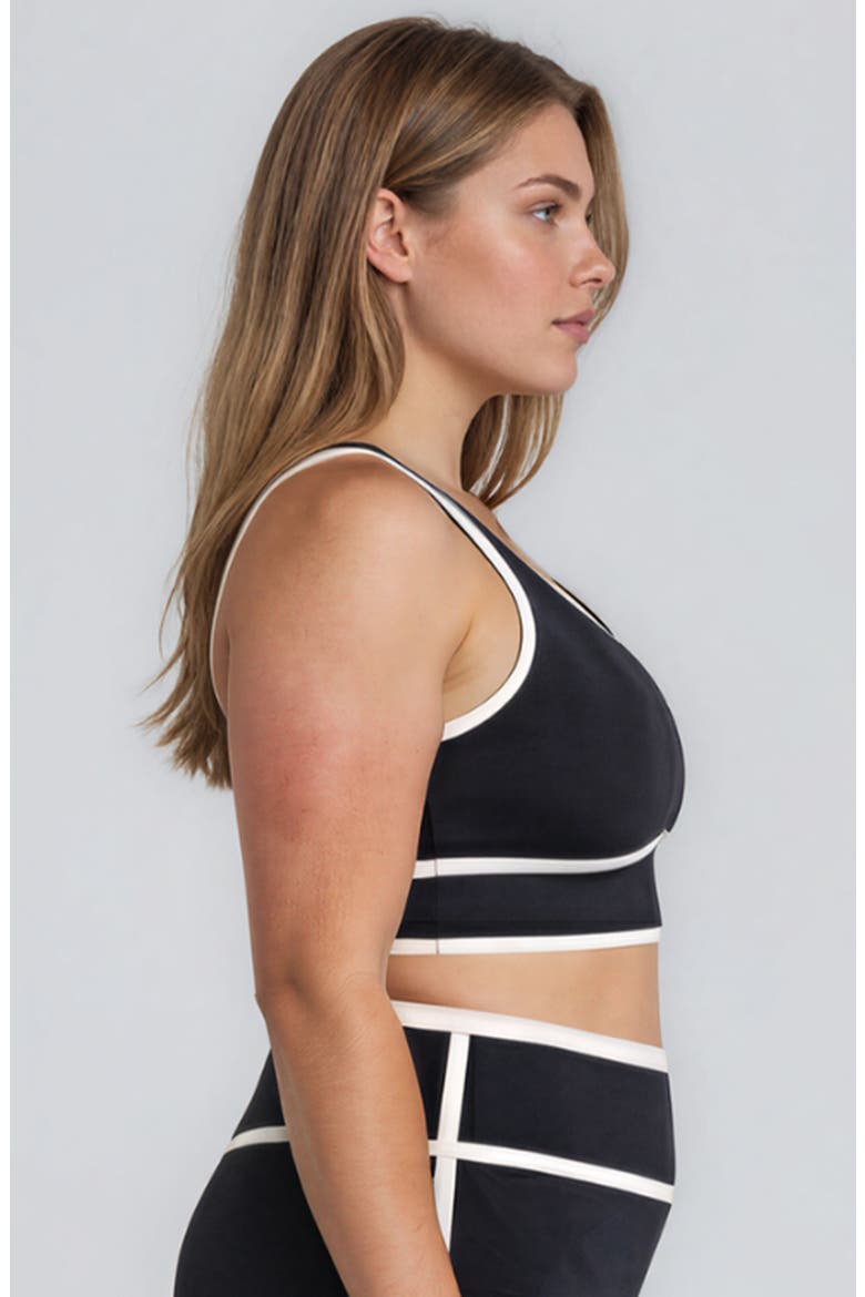 Plus Size Long Line SwimBra Two-Toned Collection, Alternate, color, Black & White