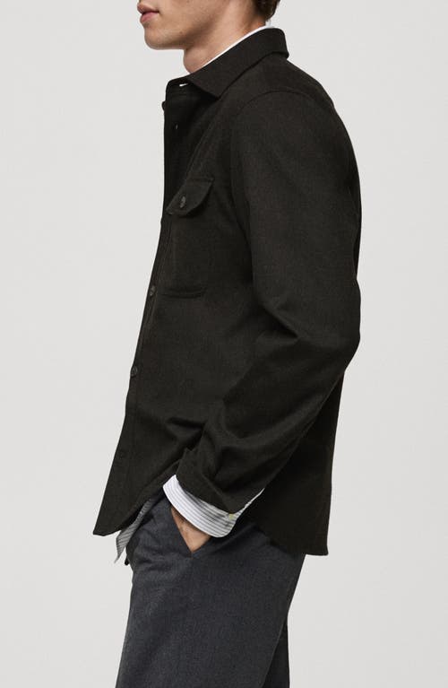Mango Regular Fit Chest Pocket Button-up Shirt In Dark Heather Grey