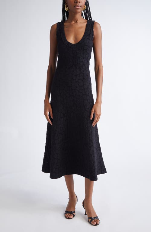 St John St. John Cotton Blend Velveteen Leopard Jacquard Midi Dress In Black