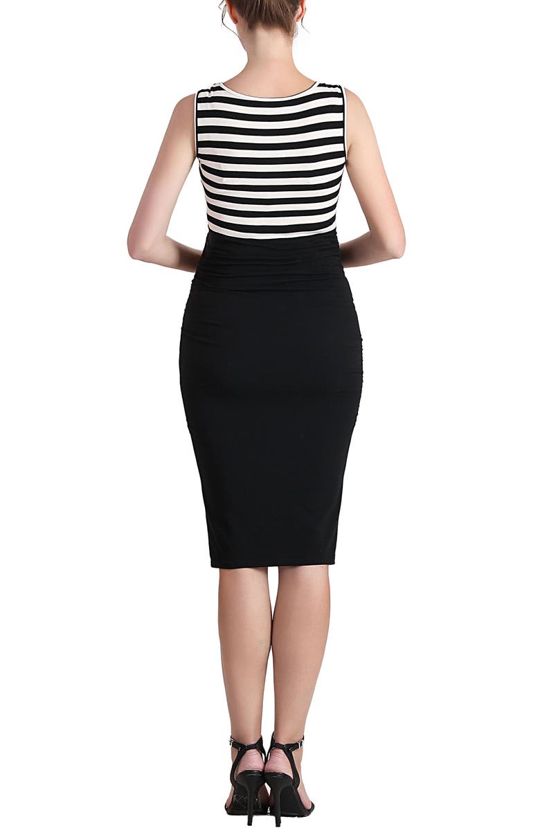 Kimi & Kai Margot Maternity Body-Con Midi Dress, Alternate, color, Black White