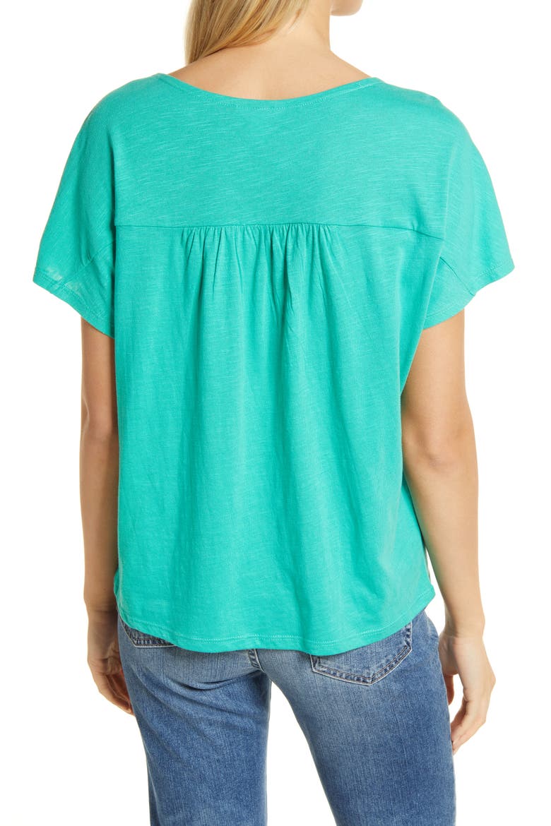 Gathered V-Neck T-Shirt, Alternate, color, GREEN MARINE
