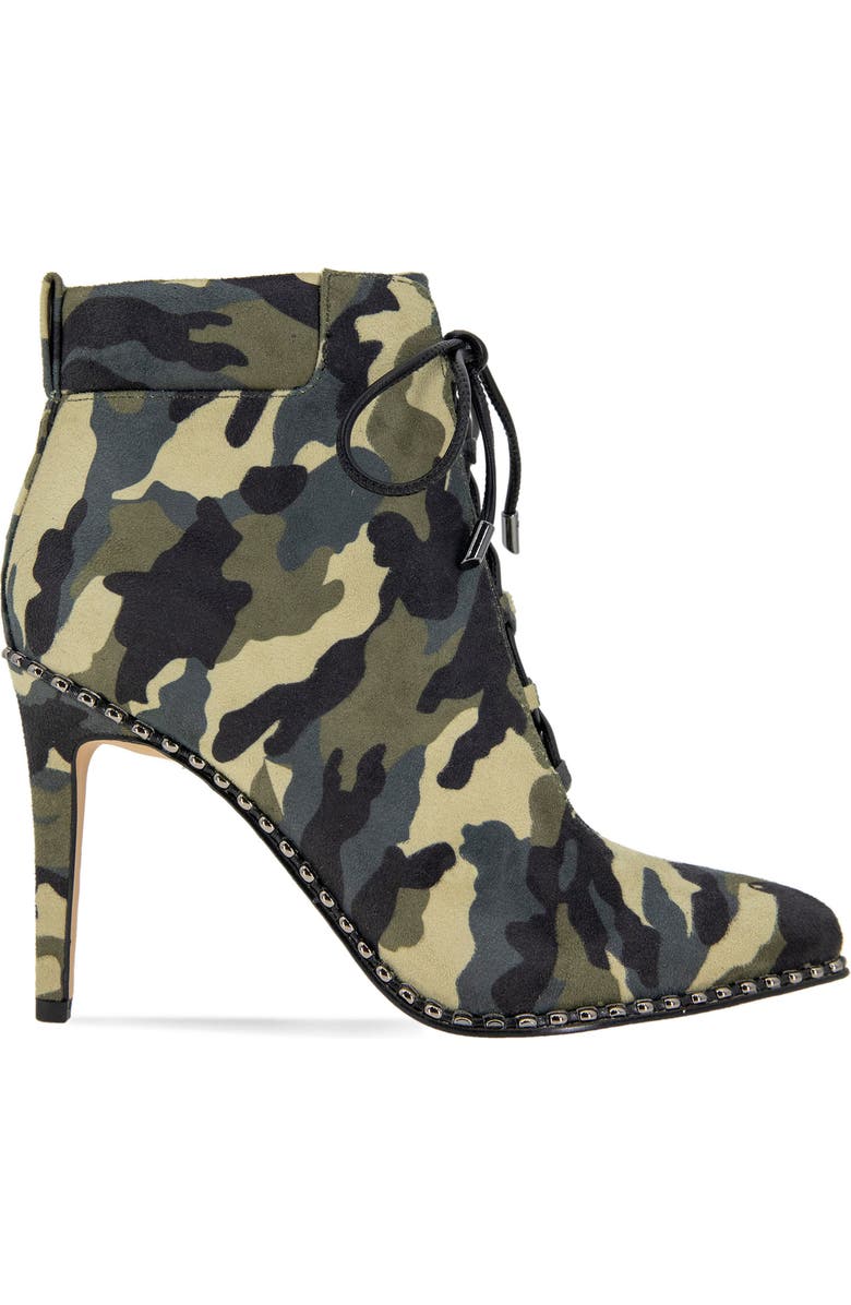 BCBGeneration Hinna Pointy Toe Lace-Up Bootie, Alternate, color, Camo Microsuede