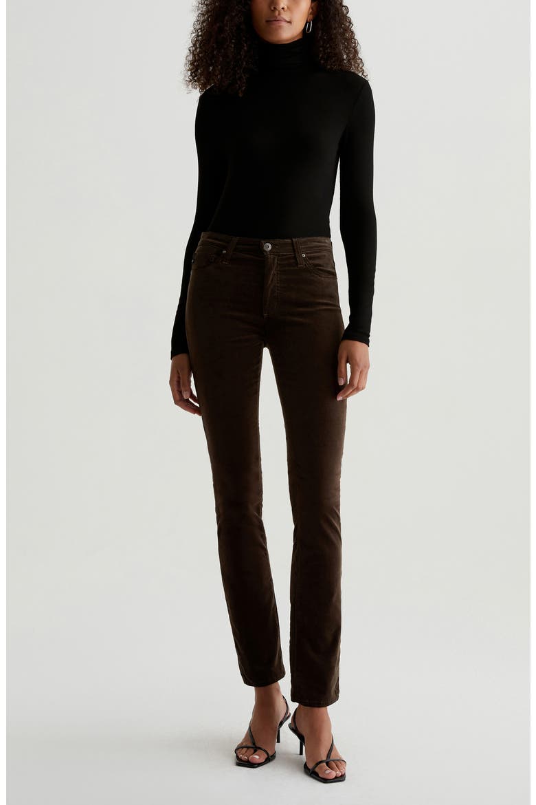 Mari Mid Rise Corduroy Straight Leg Jeans, Alternate, color, RICH UMBER