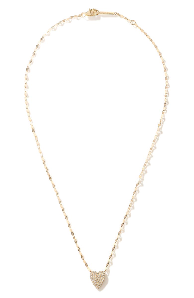 LANA 14K Gold Small Diamond Heart Pendant Necklace, Main, color, Yellow Gold