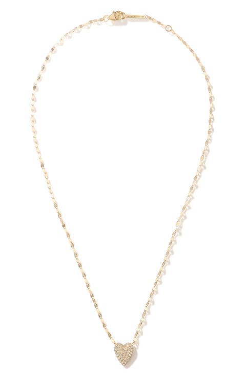 14K Gold Small Diamond Heart Pendant Necklace