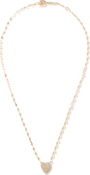 LANA 14K Gold Small Diamond Heart Pendant Necklace