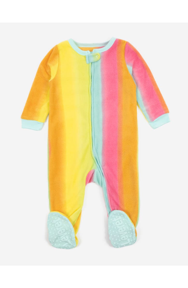Leveret Footed Fleece Printed Holiday Pajamas, Main, color, Rainbow