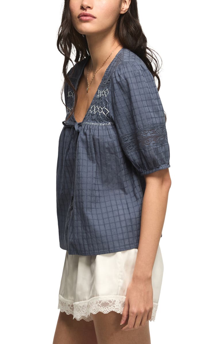 Lucky Brand Smock Button-Up Top, Alternate, color, Vintage Indigo