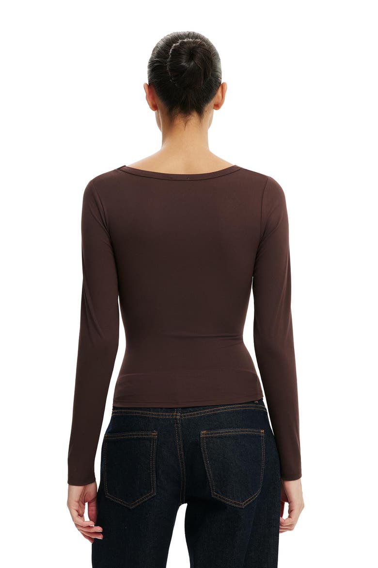 Women's Hold Me V Neck Long Sleeve, Alternate, color, Dark Oak