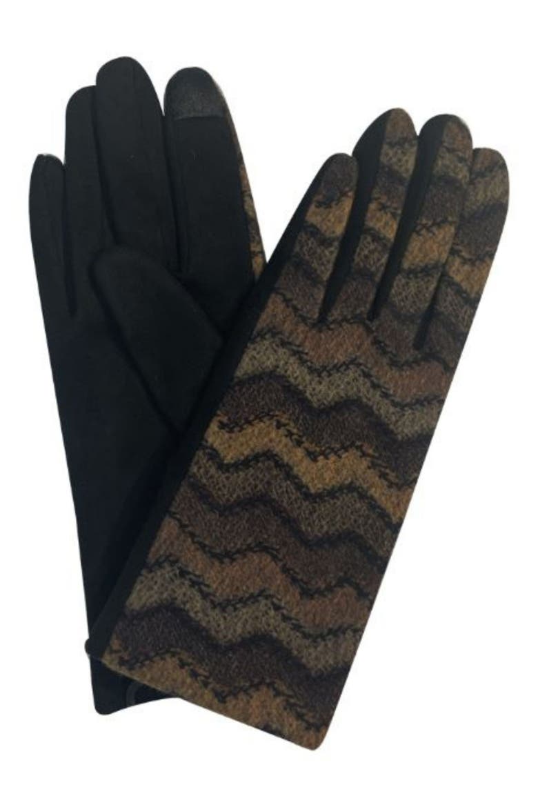 Chevron Jersey Touchscreen Gloves, Main, color, BLACK