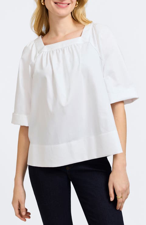 Violet Square Neck Cotton Blend Top