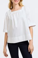Foxcroft Violet Square Neck Cotton Blend Top