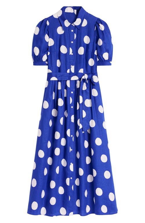 BODEN BODEN ALEXA POLKA DOT LINEN SHIRTDRESS