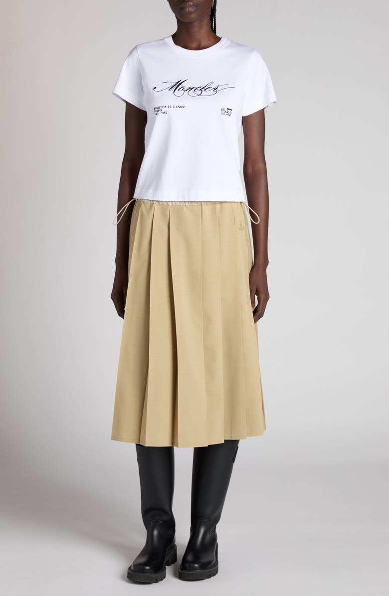 Moncler Logo Crop Cotton T-Shirt, Alternate, color, Brilliant White