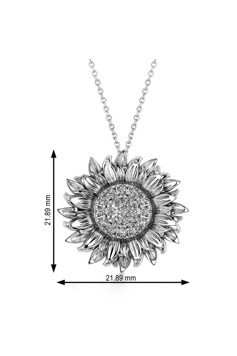 Sunflower Diamond Pendant Necklace 14k, Alternate, color, 0.38ct,White Gold