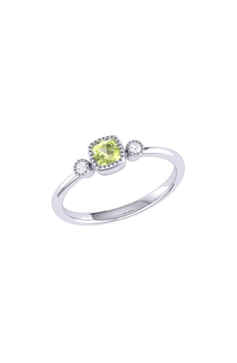 La Vie Cushion Cut Peridot & Diamond Accent Ring