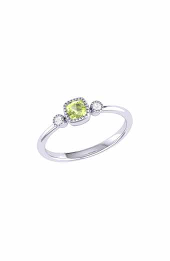 LuvMyJewelry La Vie Cushion Cut Peridot & Diamond Accent Ring