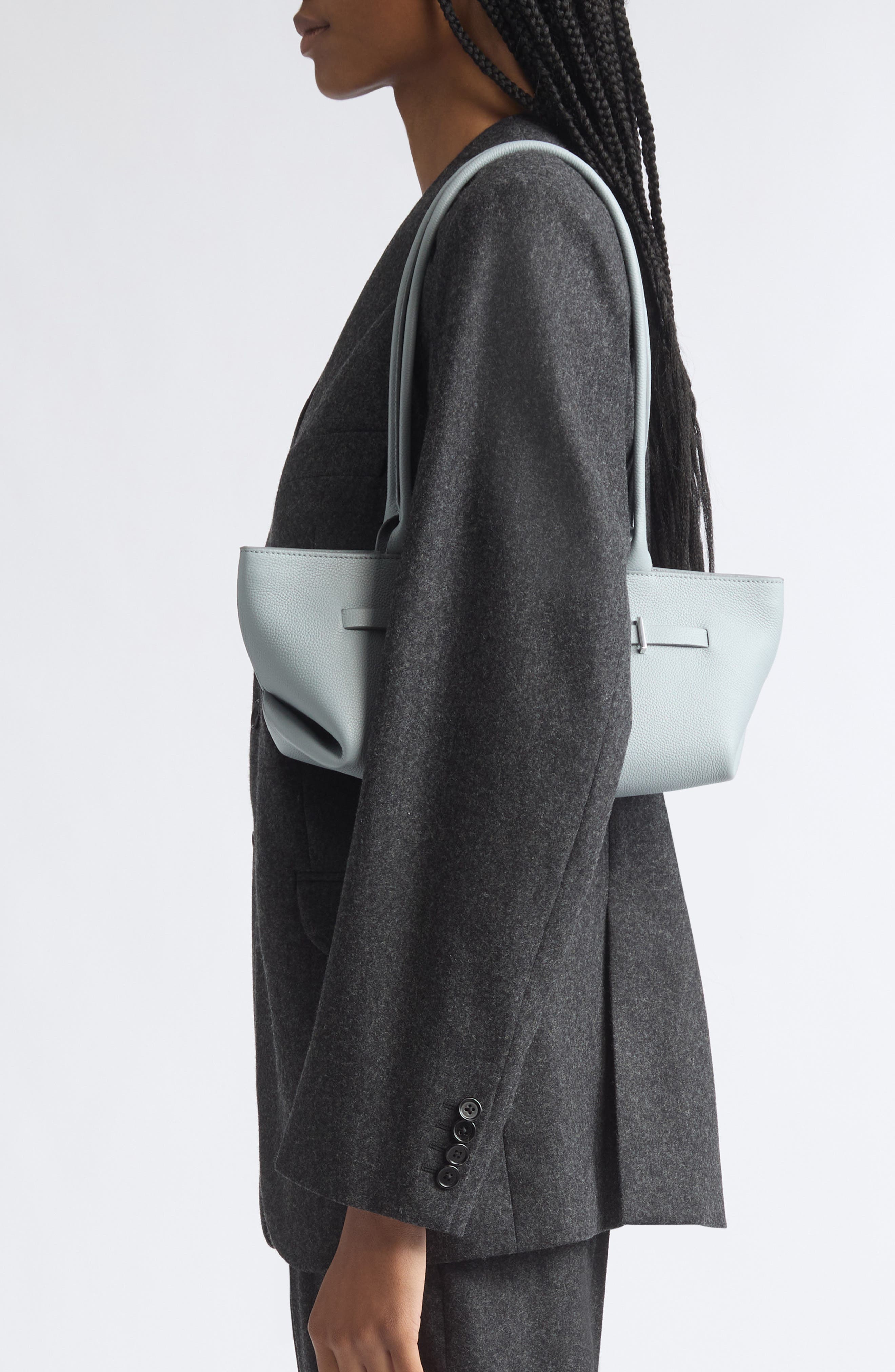 The New York Leather Shoulder Bag, Alternate, color, PACIFIC